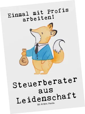 Produktbild von Mr. & Mrs. Panda Postkarte Steuerberater Leidenschaft - Weiß - Geschenk, Grußkarte, Fotokarte, Postkarten, Ansichtskarte, bildkarte