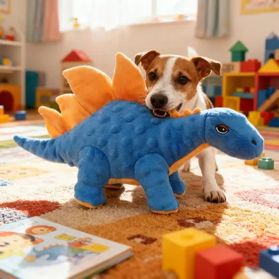 Produktbild von Dinosaurier Hunde Spielzeug Plüsch mit Ton – Kauspielzeug für Hunde Katzen Klein Mittel Groß Quietschspielzeug