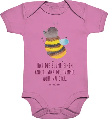 Produktbild von Mr. & Mrs. Panda Strampler Baby Hummel flauschig 1. - 3. Monat - Bubble Gum Pink - Geschenk, Biene, babykleidung body, Lustige Sprüche, Blume, kurzarm, Natur, Babybody