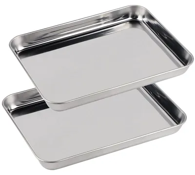 Produktbild von Backform Auflaufform Ofenschale - 23 x 17 x 2,5 cm - Edelstahl 430 - 2er Set - Spülmaschinenfest