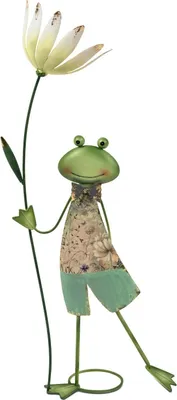 Produktbild von Dekofigur Froschmann mit Blume H. 70cm grün aus Metall Formano S26