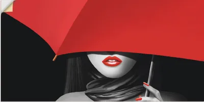 Produktbild von ARTland Wandbild, selbstklebend Rote Lippen unter dem Regenschirm Größe: 60x30 cm