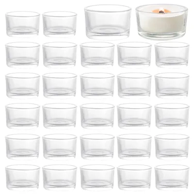 Immagine prodotto di Set di 24 contenitori per candele in vetro, dimensioni 52 x 32 mm, piccoli, trasparenti