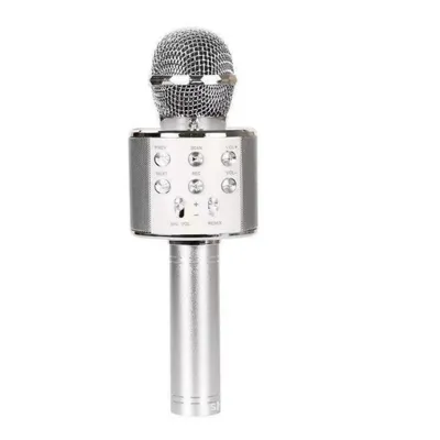 Produktbild von Kinder Karaoke Mikrofon mit Bluetooth Lautsprecher & LED – 4 Stimmmodi-Silber