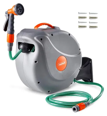 Produktbild von Wandmontierte Schlauchtrommel 20m mit automatischer Aufrollfunktion und 180° Schwenkbar