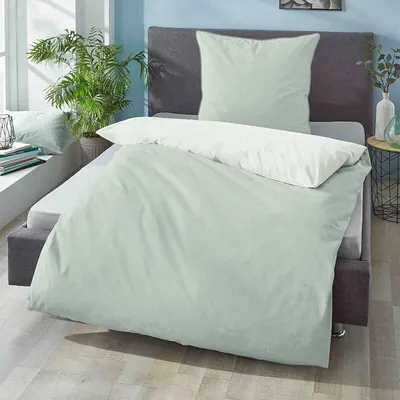 Produktbild von Biberna Mako-Satin Bettwäsche 615211 155x220 cm + 80x80 cm salbei