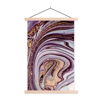 Produktbild von MuchoWow® Textilposter Marmor - Rosa - Gold - Glitzer - Marmoroptik - Luxus 40x60 cm mit holzfarbenen Rahmen - Poster