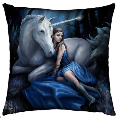 Image de Coussin lune bleue et licorne