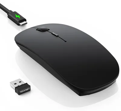 Zdjęcie produktu dla Mysz bezprzewodowa Bluetooth - 6 poziomów DPI - Ładowana - Czarna - Podłączenie do 3 urządzeń - Cicha