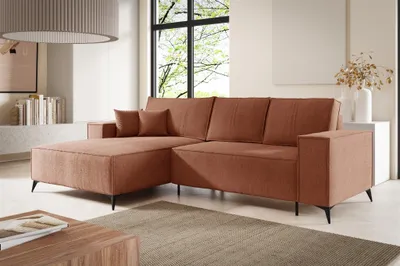 Produktbild von Ecksofa Schlafsofa FIORE Stoff ARAGON Altrosa Ottomane Links