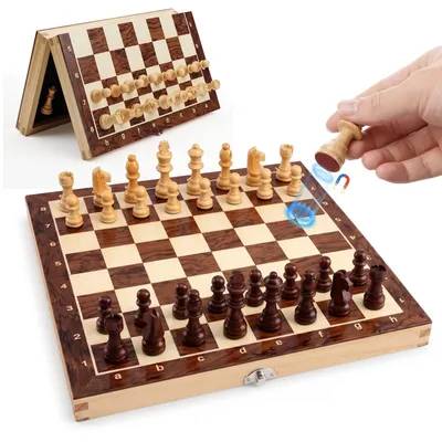 Obrázok produktu pre Magnetická šachová súprava z dreva, 29 x 29 cm