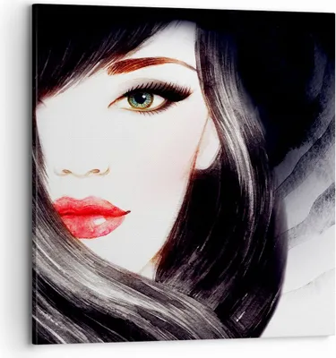 Produktbild von Bild auf Leinwand - Leinwandbild - Frau Gesicht - 70x70cm - Wand Bild - Wanddeko - Wandbilder - Leinwanddruck - Bilder - Kunstdruck - Wanddekoration - Leinwand bilder - Wandkunst - AC70x70-3779