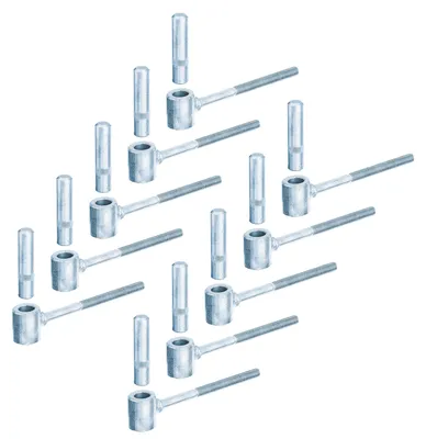 Produktbild von Alberts 864484 Kloben zum Einschrauben, galvanisch blau verzinkt, Dornmaß Ø16 mm, Länge 125 mm, 10er Set