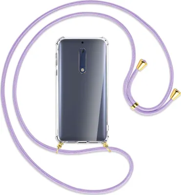 Produktbild von Handykette Backcover-Schutzhülle mit Band (Metall goldfarben) für Nokia 5 - violett