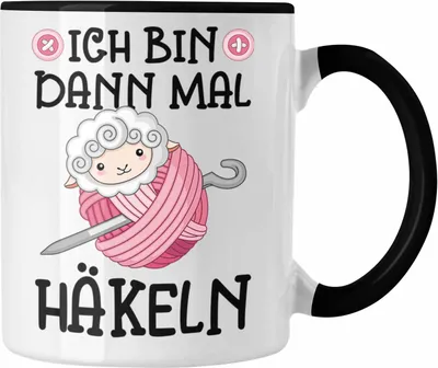 Produktbild von Trendation - Häkeln Zubehör Tasse Geschenk Stricken Geschenke Häkel Oma Mama Ich Bin Dann Mal Häkeln (Schwarz)