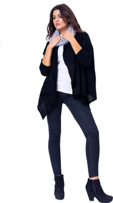 Obrázok produktu pre Dámska pletená bunda Cape Cardigan Asymetric; Black/S/M/L