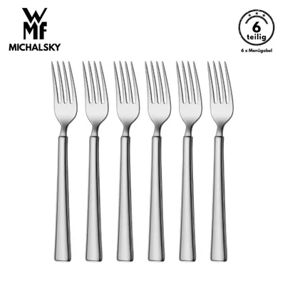 Produktbild von WMF Michalsky Menügabel Set 6-teilig, Cromargan Protect Edelstahl 18/10 poliert, kratzbeständig, spülmaschinenfest, langlebiges Tafelbesteck, gabel,