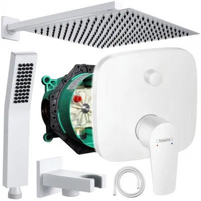 Produktbild von Hansgrohe und Jowi Unterputz Duschsystem Weiß, Talis E, Duscharmatur, Regendusche, Kopfbrause