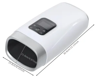 Immagine prodotto di Massaggiatore per le mani - Massaggiatore elettrico per le mani - Senza fili - Funzione riscaldante a 39/48 °C - Display LCD - Ricaricabile - USB-C - Bianco