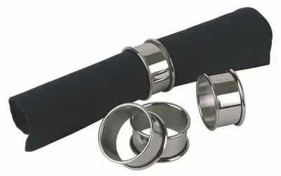 Serviettenringe aus Edelstahl, Set mit 4, Ø 4,7 cm, Höhe 2,2 cm