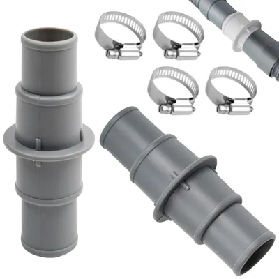 Productafbeelding van Zwembadslangadapter, 32 naar 38 mm, 2 stuks, inclusief 4 roestvrijstalen slangklemmen