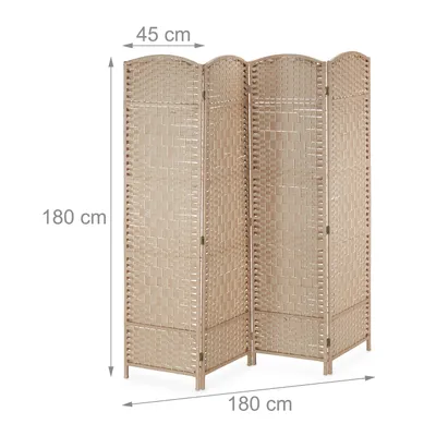 Image de Paravent Relaxdays, 4 panneaux, séparateur de pièce pliable, H x L : 180 x 180 cm, brise-vue intérieur, cloison opaque, couleur naturelle