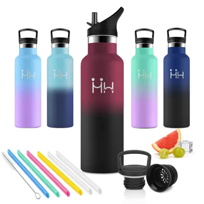 Productafbeelding van Thermosfles 1 liter, roestvrij staal, drinkfles met rietje, BPA-vrij