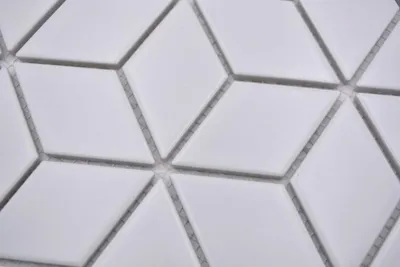 Produktbild von Handmuster Mosaikfliese Keramik Mosaik Kombi 3D Würfel uni weiß matt Fliesenspiegel Küche MOS13-POV4_m