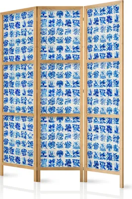 Zdjęcie produktu dla Parawan japoński Abstrakcje 135x172 cm 3-częściowy niebieski