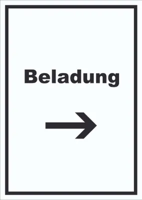 Produktbild von Beladung Schild mit Text und Richtungspfeil rechts Transport Fracht hochkant A3 (297x420mm)