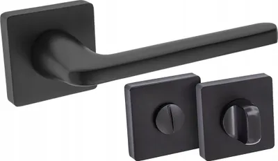 Produktbild von Türgriff Türbeschlag Haustürgriff FEINZ WC - Schwarz matt - Modernes Design - Für Badezimmer und Innenräume