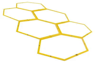 Produktbild von Umbro Koordinationsleiter Ø57,5 CM - 6 Sechsecke inkl. Verbindungsstücke - Fußball Trainingszubehör - Agility Hürden - Gelb