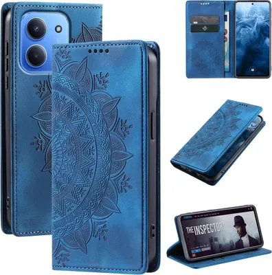 Produktbild von Mandala Handyhülle für Xiaomi Redmi 15C RFID Schutz Klapphülle Case Cover Design Schutzhülle Farbe: Blau