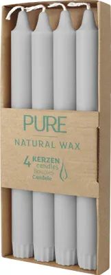 Produktbild von 100% PURE, NATURAL WAX, Stabkerze, Silbergrau, WENZEL, 250/23 mm, Brenndauer ca. 10h, 100% plastikfreie Verpackung