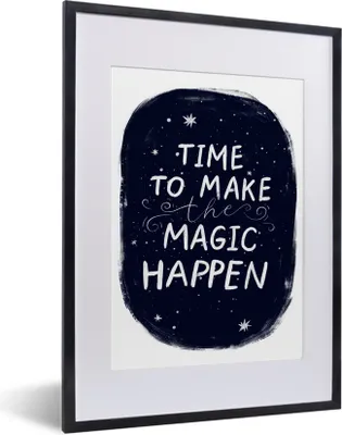 Produktbild von MuchoWow® MuchoWow® Gerahmtes Poster Zitate - Magie - Kinder - Schwarz - Weiß - Jungen - Mädchen - Baby - Kinder 30x40 cm - Poster mit zchwarzem Bilderrahmen - Wandposter Schlafzimmer