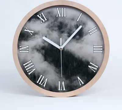 Produktbild von Holzuhr 25fi cm wanduhr - weiße Spitzen - Nebel in den Wald über