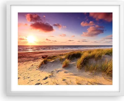 Produktbild von Gerahmtes Poster - Weißer Rahmen - Meer Strand Düne - 50x40 cm - Wand Bild - Wanddeko - Wandbilder - Kunstposter - Wandposter - Bilderrahmen - Bilder - Kunstdruck - Wandbild - P2WAA50x40-3540