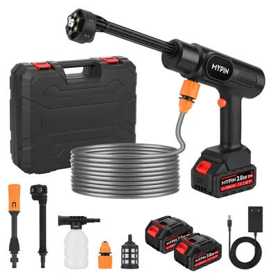 Akku-Hochdruckreiniger 600 PSI, 21 V, 2 Akkus, 6-in-1-Düse