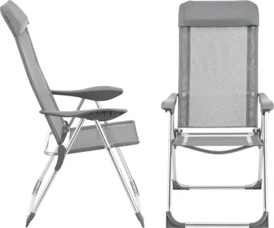 Obrázok produktu pre Skladacia stolička Errenteria Set of 2 Camping Chair 109 x 57 x 67 cm Záhradná stolička Outdoor Chair Aluminium Light Grey