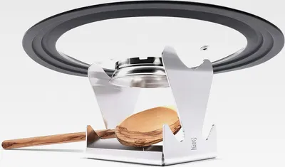 Produktbild von DeKo Küchenhelfer Deckelhalter Kochlöffelablage | der Profi Allrounder für jede Küche - aus hochwertigem Edelstahl | Kochbuchhalter Löffelablage