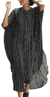 Immagine prodotto di Solidchoice - Caftano lungo estivo, abito maxi da donna, ideale come copricostume da spiaggia