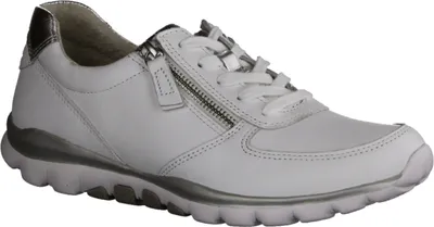 Produktbild von Gabor Comfort 26968-51 Rollingsoft Schnürer, Damen, Leder, Weiss/Silber, Sneaker - Damenschuhe Bequeme Schnürschuhe, Weiß, leder (cervo/lamina)