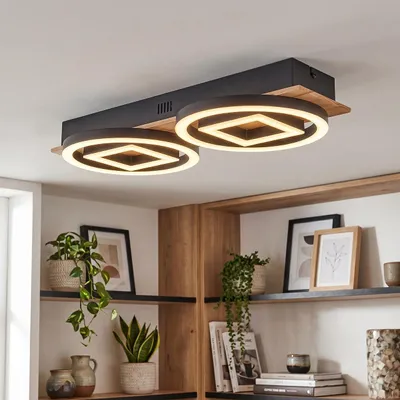 Produktbild von Colognola Deckenlampe aus Metall/Holz/Kunststoff in Schwarz/Natur/Weiß