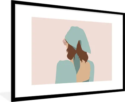 Produktbild von MuchoWow® Gerahmtes Poster Sommer - Frau - Abstrakt 90x60 cm - Poster mit Schwarzem Bilderrahmen Wandposter Rahmen Foto Bilder - Wanddekoration - Fotos