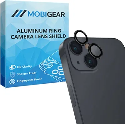 Produktbild von Mobigear Single iPhone 15 Panzerglas Gehärtetes Glas Kameralinsen Schutz - Hüllenfreundlich - Schwarz