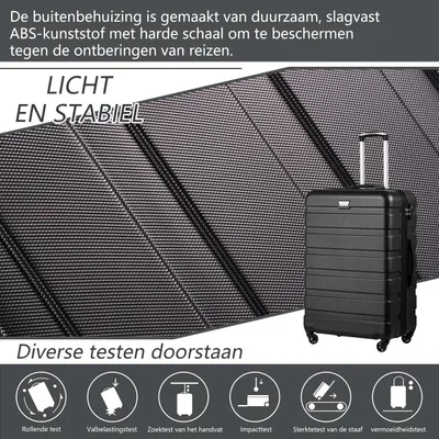 Immagine prodotto di Valigia rigida, valigia grande da stiva, valigia leggera per viaggi, valigia a mano, valigia con lucchetto TSA, trolley, valigia con ruote, 4 ruote