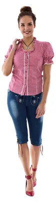 Produktbild von Trachtenbluse rot-weiss, Groesse:42