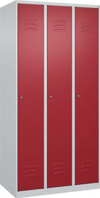 Produktbild von CP Spind Classic Plus lichtgrau, rubinrot 080000-30 S10018, 3 Schließfächer 90,0 x 50,0 x 185,0 cm