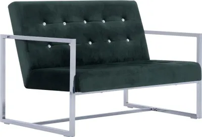 Produktbild von vidaXL 2-Sitzer-Sofa mit Armlehnen Dunkelgrün Chrom und Samt