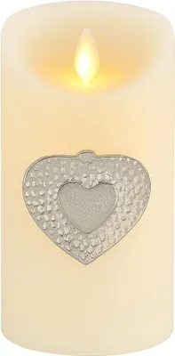 Produktbild von Marrakesch Kerzenstecker Silber 6x6cm | Candle Pins Stecker für Adventskranz, Stumpenkerzen & Kerzenhalter als Herz Deko Muster -A- | Weihnachtsdeko Adventsdeko Kerzenpin Pin zum Stecken